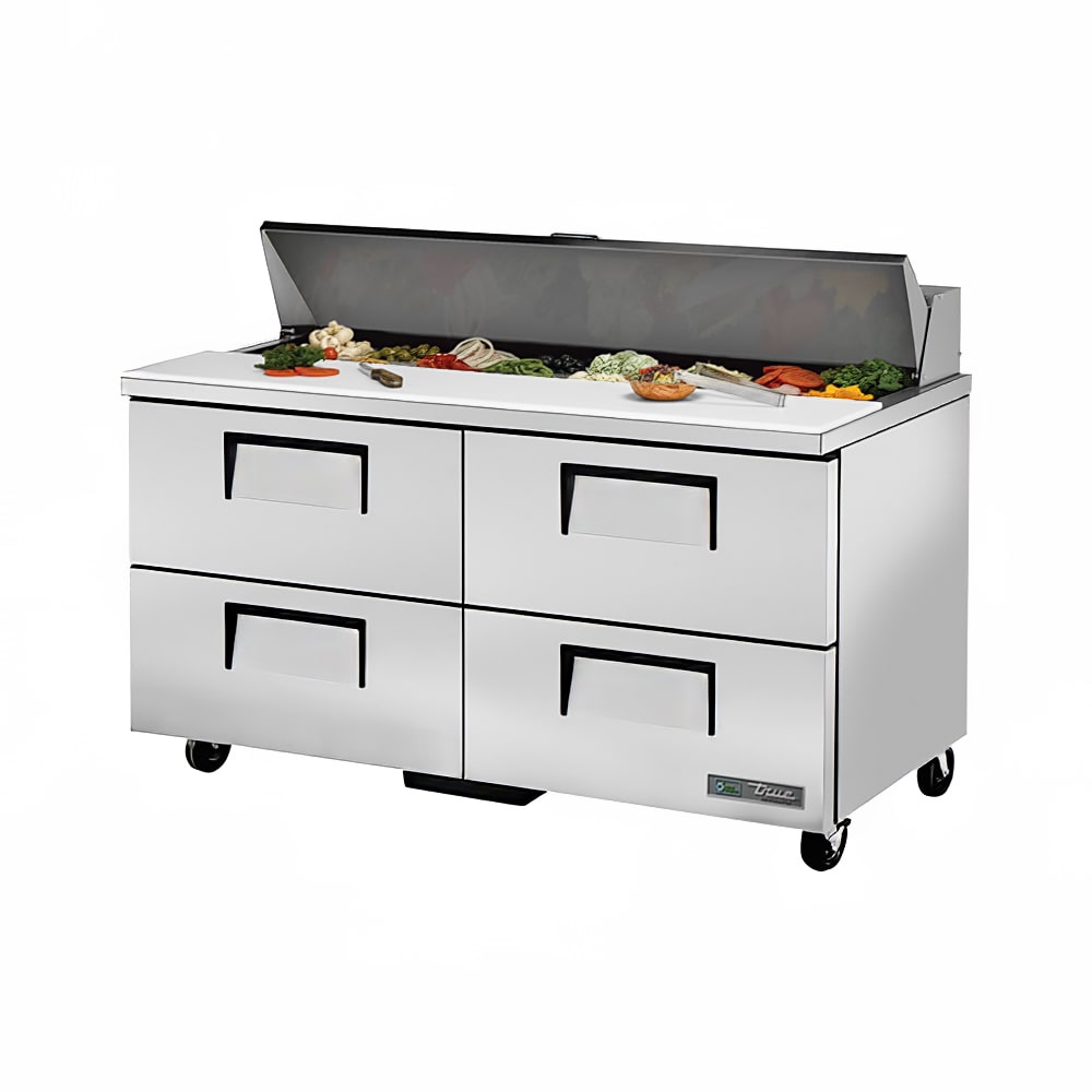 True TSSU-60-16D-4-HC 60" TSSU Series Sandwich/Salad Prep Table w/ Refrigerated Base, 115v
