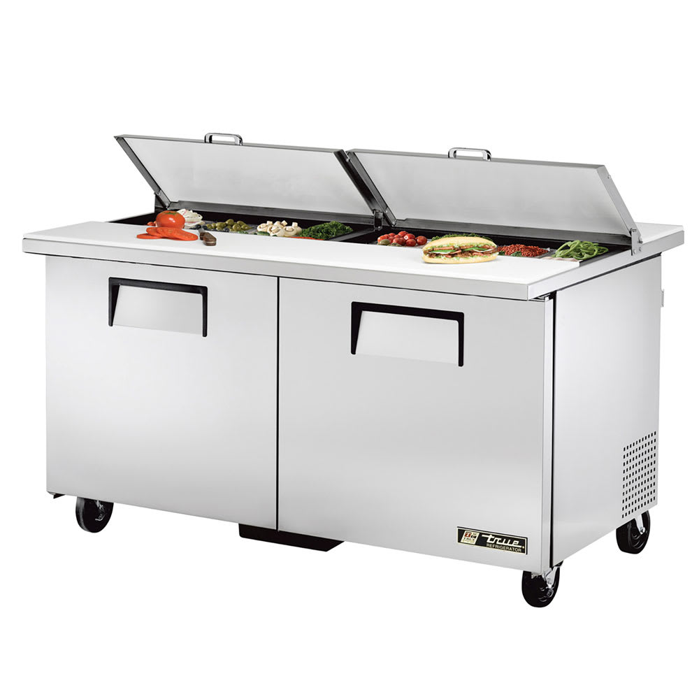 True TSSU-60-16-DS-ST-HC 60" TSSU Series Dual Sided Sandwich/Salad Prep Table w/ Refrigerated Base, 115v