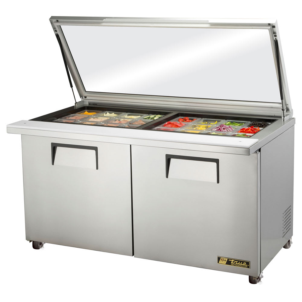 True TSSU-60-24M-B-ST-FGLID-HC 60" TSSU Series Mega Top Sandwich/Salad Prep Table w/ Refrigerated Base, 115v