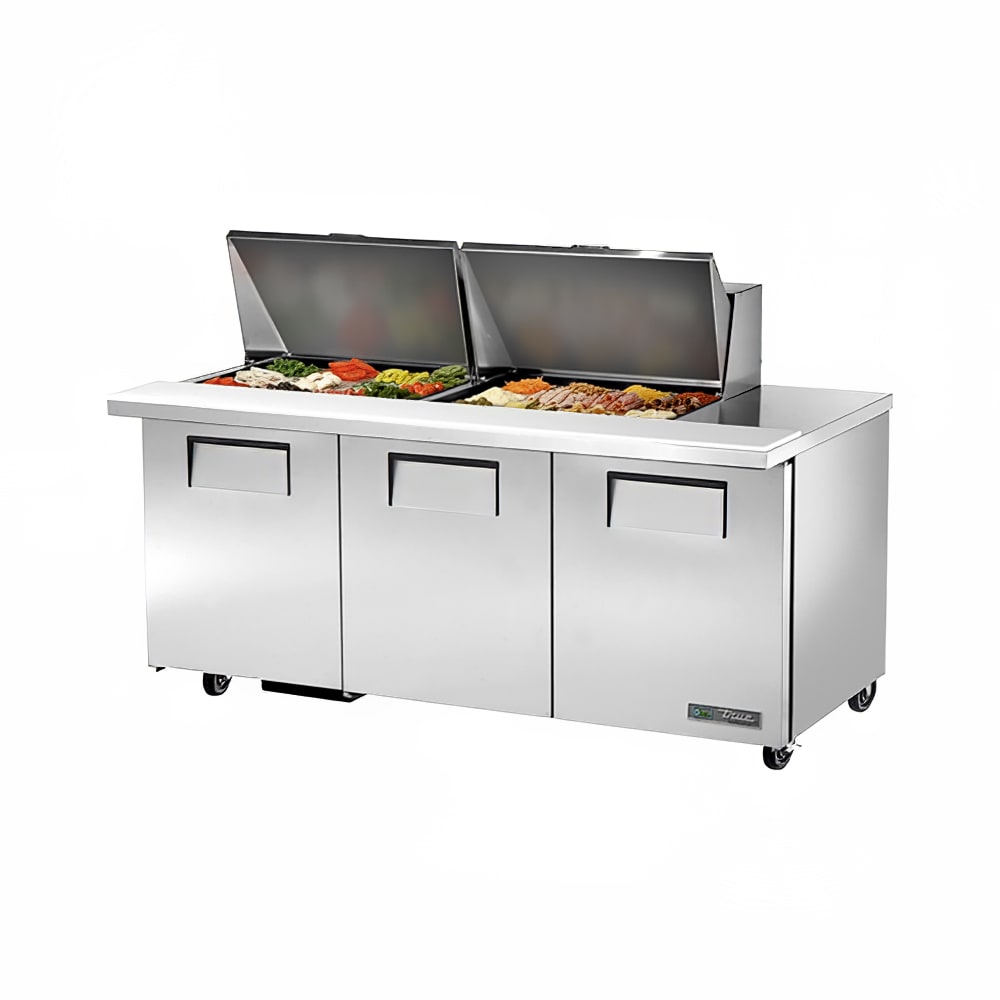 True TSSU-72-24M-B-ST-HC 72" TSSU Series Mega Top Sandwich/Salad Prep Table w/ Refrigerated Base, 115v