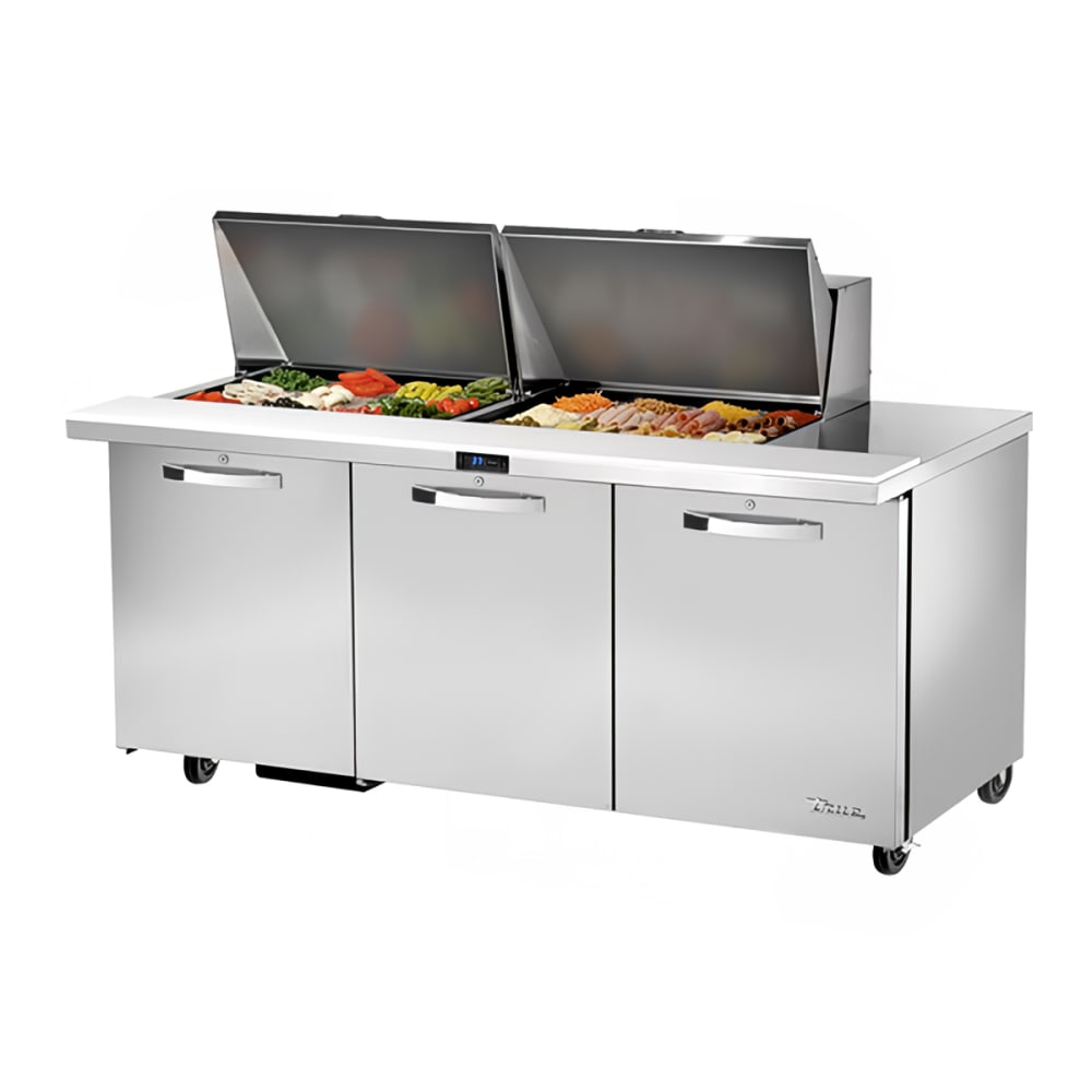 True TSSU-72-24M-B-ST-HC~SPEC3 72" Spec Series® Mega Top Sandwich/Salad Prep Table w/ Refrigerated Base, 115v