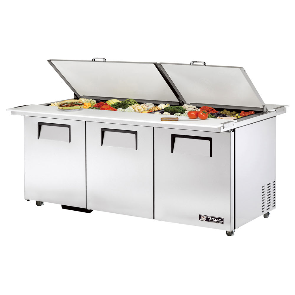True TSSU-72-30M-B-DS-ST-HC 72" TSSU Series Mega Top Dual Sided Sandwich/Salad Prep Table w/ Refrigerated Base, 115v