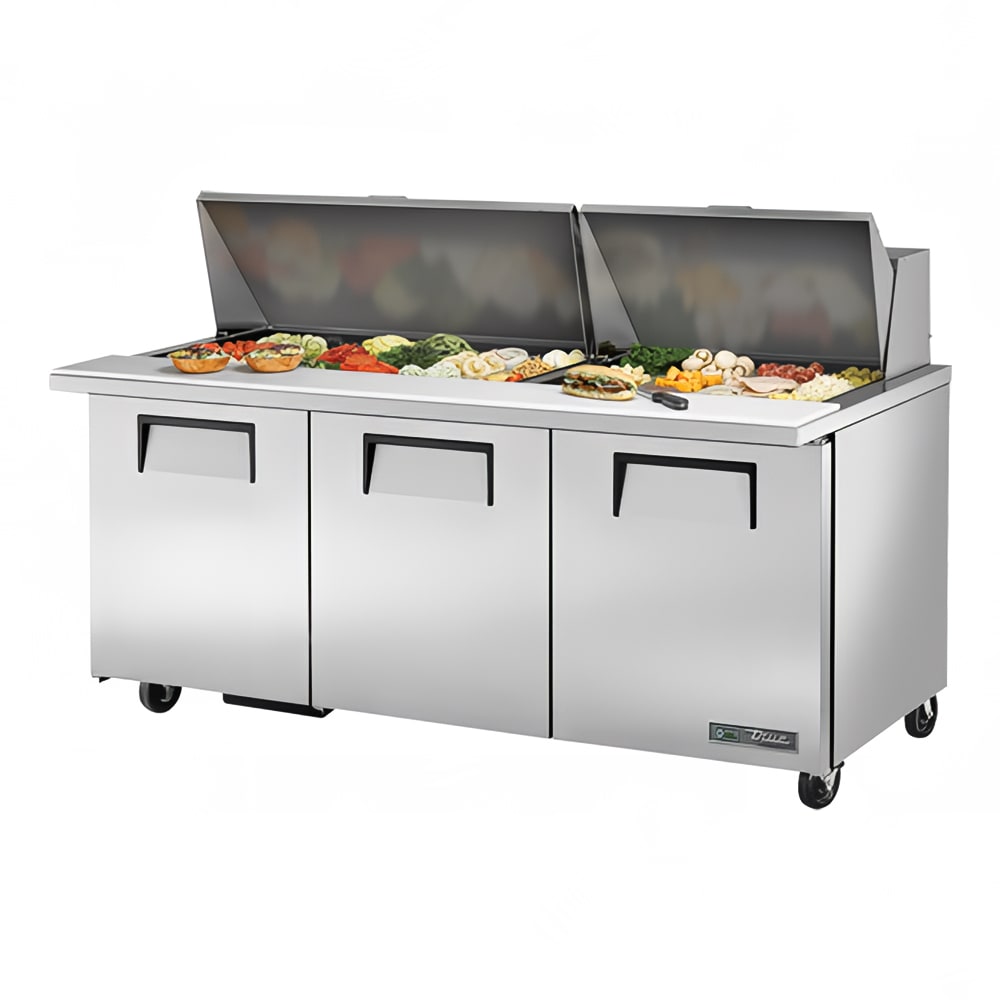 True TSSU-72-30M-B-ST-HC 72" TSSU Series Mega Top Sandwich/Salad Prep Table w/ Refrigerated Base, 115v