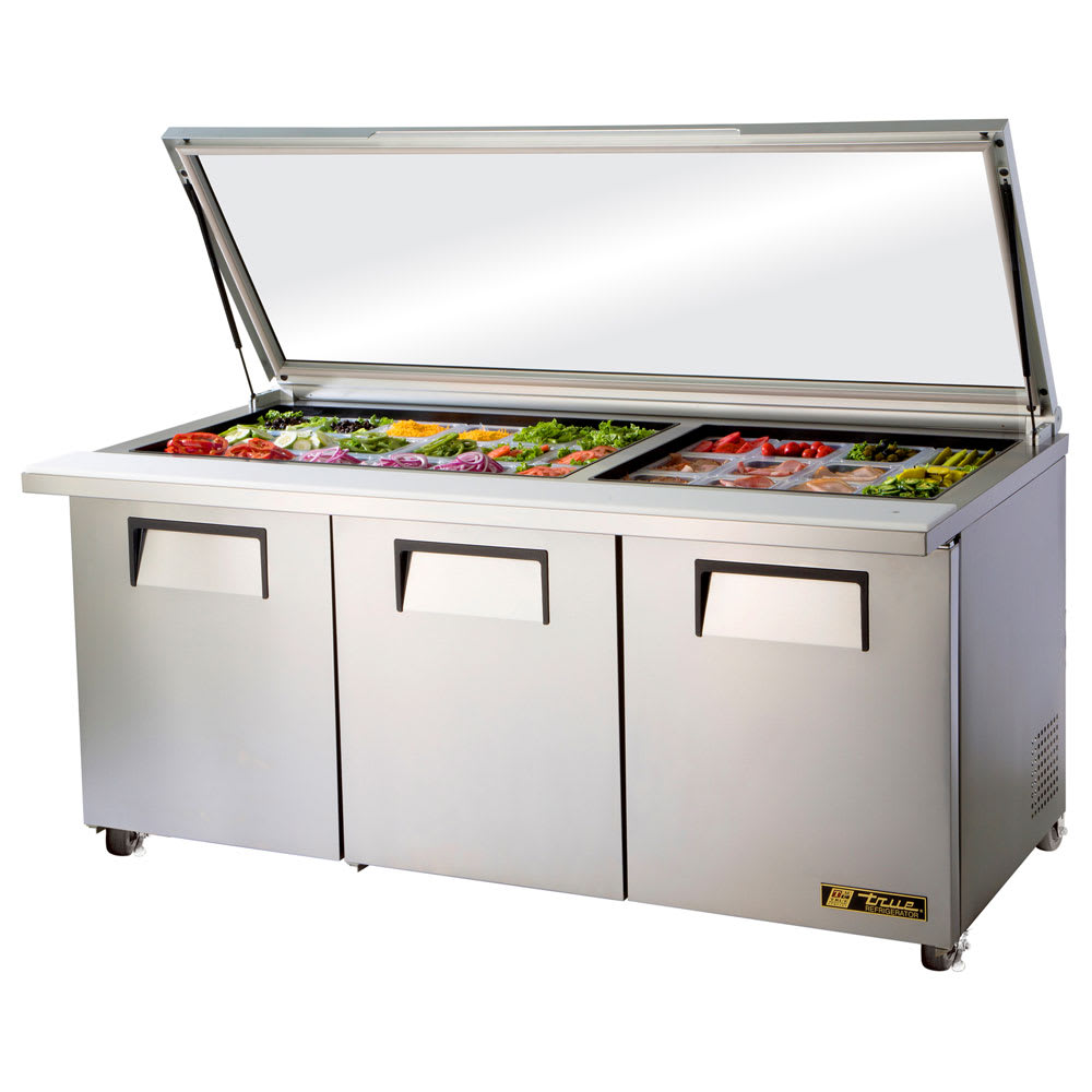 True TSSU-72-30M-B-ST-FGLID-HC 72" TSSU Series Mega Top Sandwich/Salad Prep Table w/ Refrigerated Base, 115v