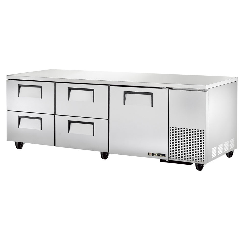 True TUC-93D-4-HC 93" W Undercounter Refrigerator w/ (3) Sections, (1) Door & (4) Drawers, 115v