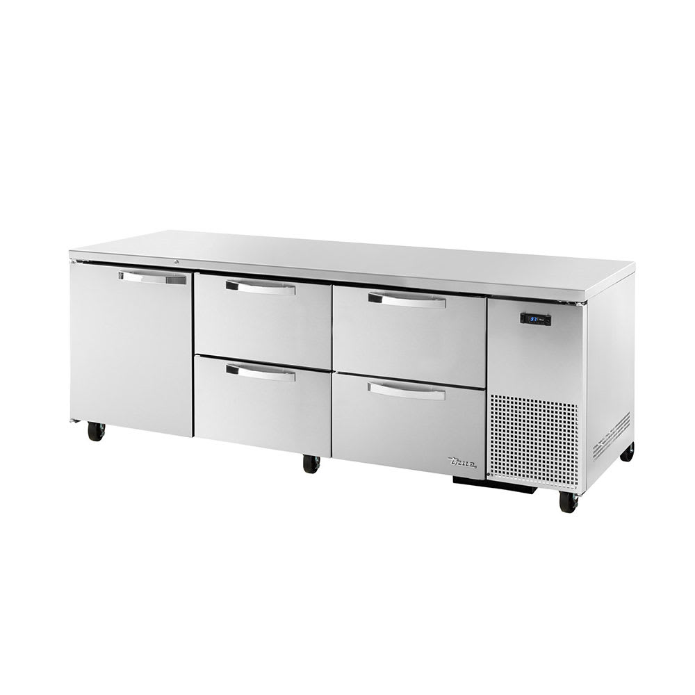 True TUC-93D-4-HC~SPEC3 93" W Undercounter Refrigerator w/ (3) Sections, (1) Door & (4) Drawers, 115v