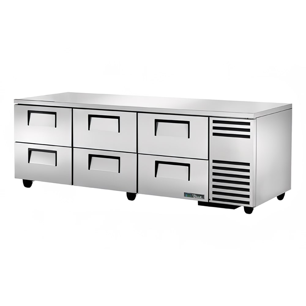 True TUC-93D-6-HC 93" W Undercounter Refrigerator w/ (3) Sections & (6) Drawers, 115v