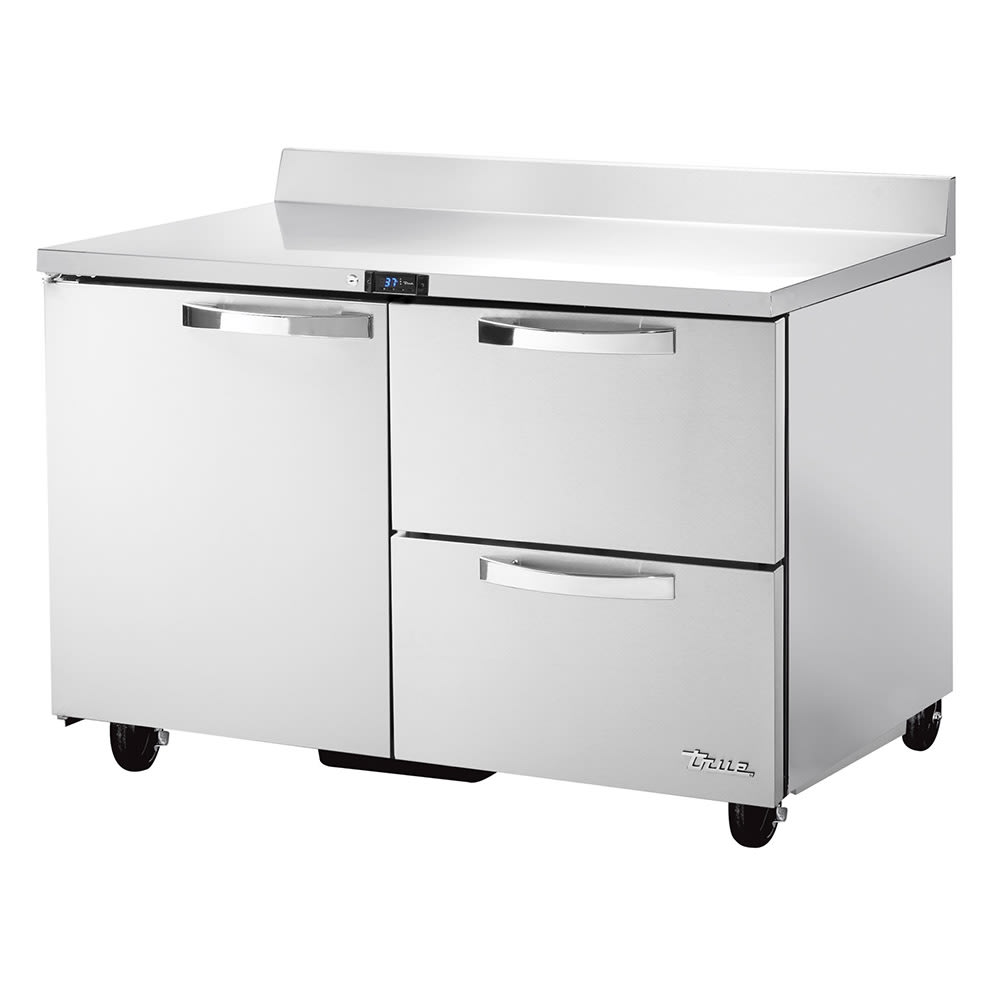 True TWT-48D-2-HC~SPEC3 48" Worktop Refrigerator w/ (2) Sections, (1) Door on Right & (2) Drawers on Left, 115v