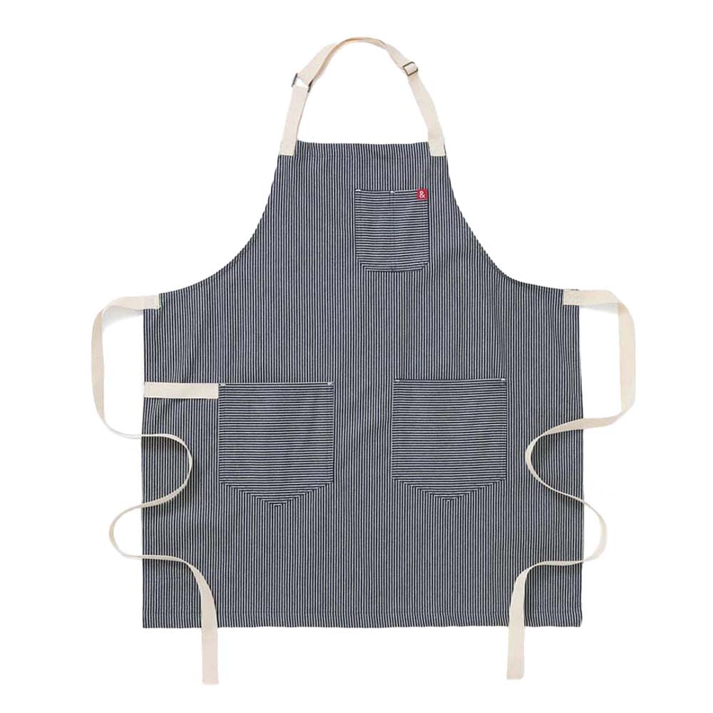 Hedley & Bennett Full Length Bib Apron w/ (2) Pockets - 33" x 30", Cotton, Hickory Denim (HB001218)
