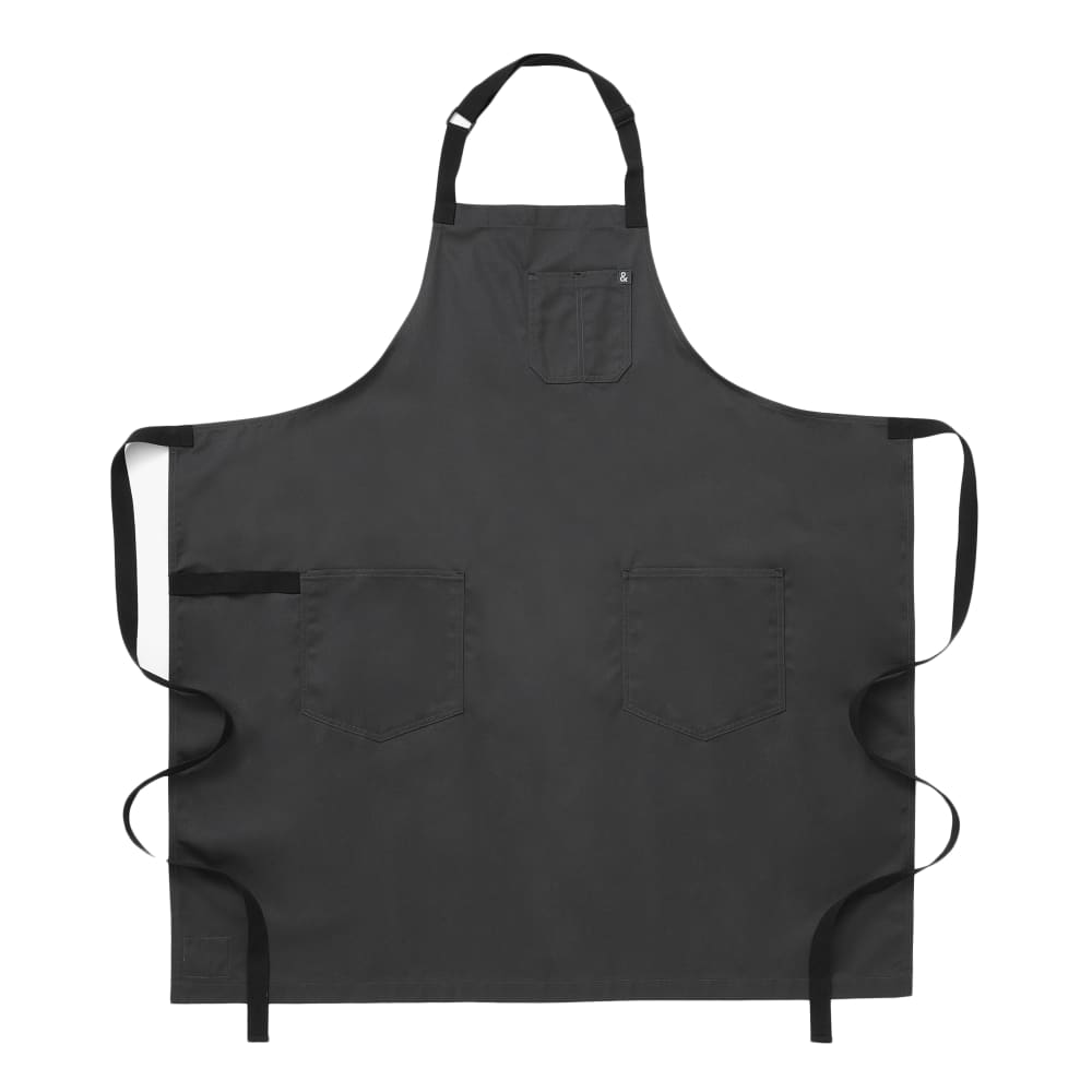 Hedley & Bennett Full Length Bib Apron w/ (2) Pockets - 39 1/2" x 37", Cotton, Char Grey (HB001548)
