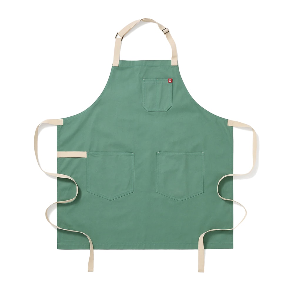 Hedley & Bennett Full Length Bib Apron w/ (2) Pockets - 33" x 30", Cotton, Julep Green (HB001384)