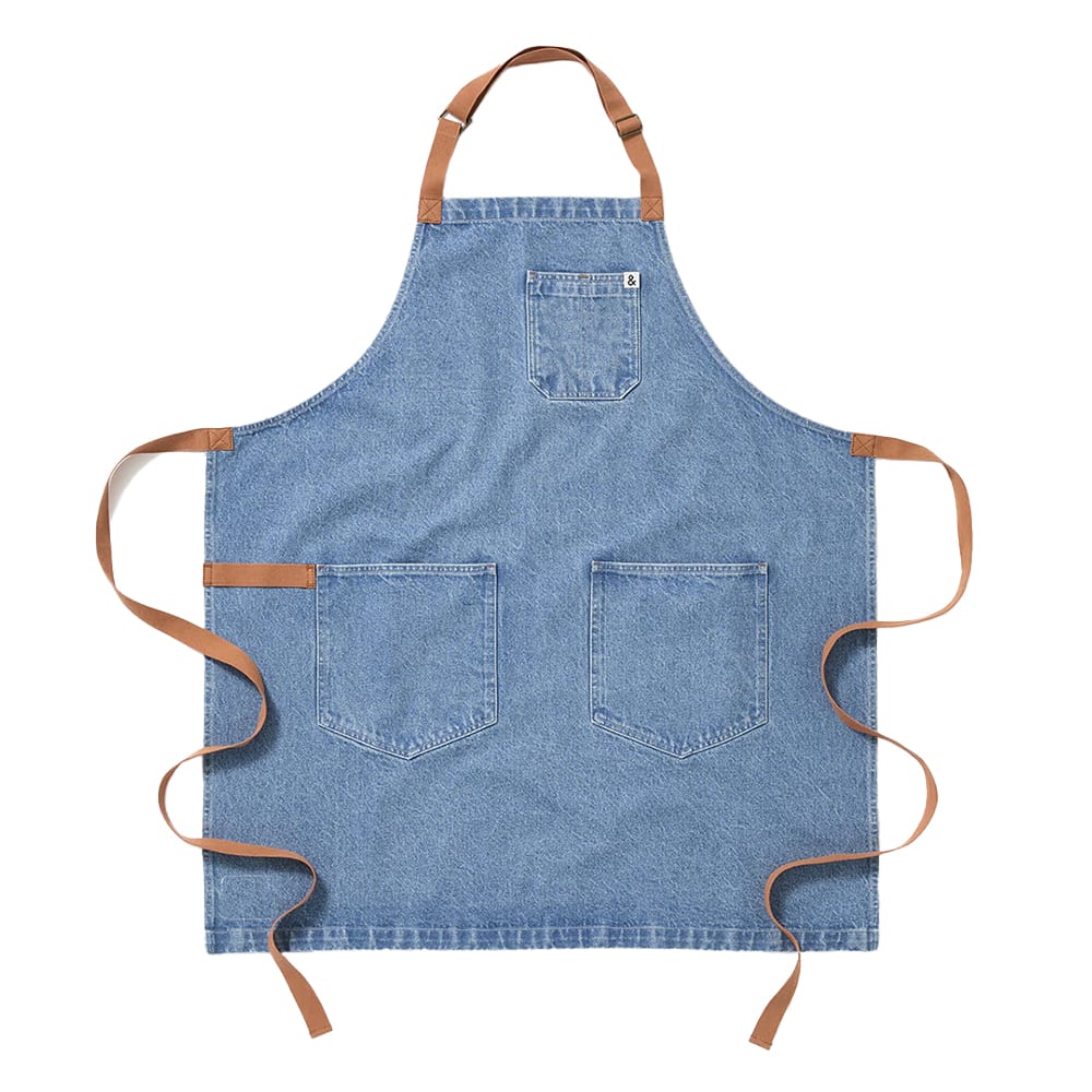 Hedley & Bennett Full Length Bib Apron w/ (2) Pockets - 33" x 30", Cotton, Cedar Blue Denim (HB001613)