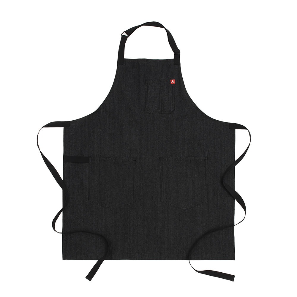 Hedley & Bennett Full Length Bib Apron w/ (2) Pockets - 33" x 30", Cotton, Abalone Black Denim (HB001620)