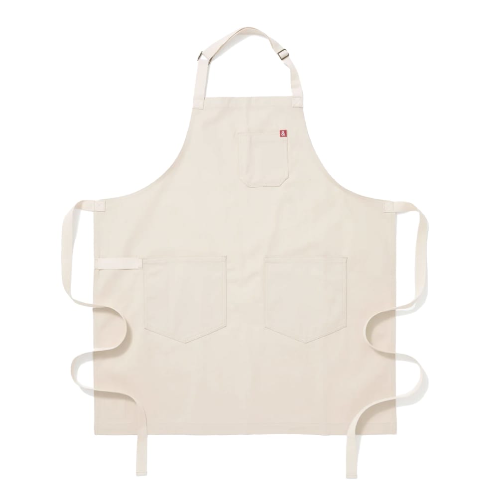 Hedley & Bennett Full Length Bib Apron w/ (2) Pockets - 33" x 30", Cotton, Flat White (HB001667)
