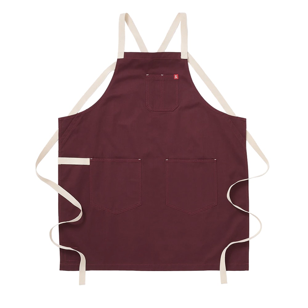 Hedley & Bennett Full Length Bib Apron w/ (2) Pockets - 33" x 30", Cotton, House Red (HB001675)