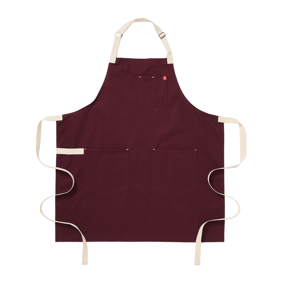 Hedley & Bennett Full Length Bib Apron w/ (2) Pockets - 33" x 30", Cotton, House Red (HB001676)
