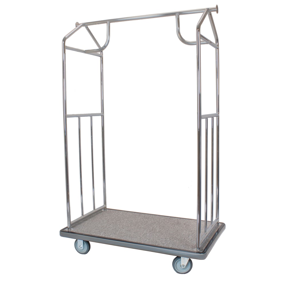 Hospitality 1 Source Luggage Cart w/ Carpeted Deck - 43"L x 25"W x 67"H, Silver (BCBSGG-5)