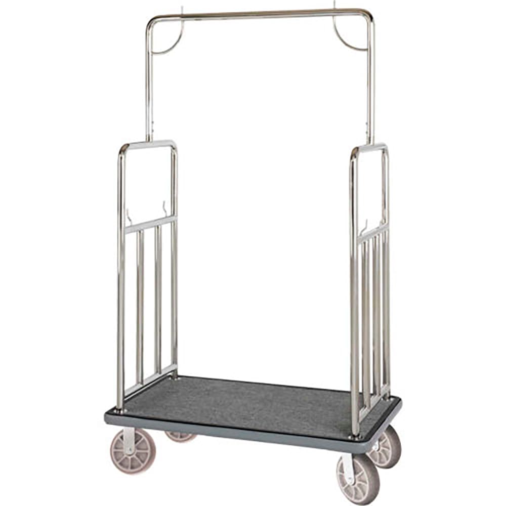 Hospitality 1 Source Luggage Cart w/ Carpeted Deck - 43"L x 25"W x 75"H (BCF107SS)