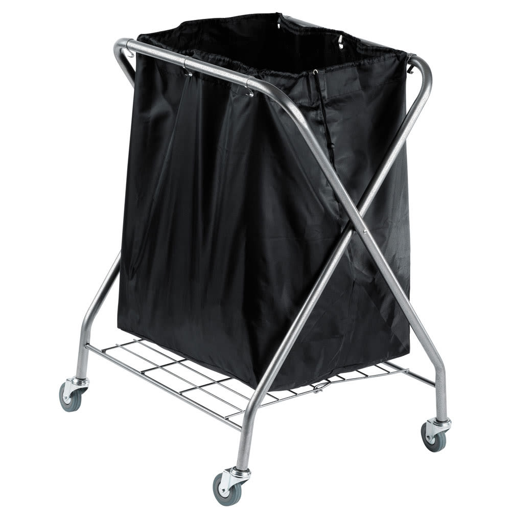 Hospitality 1 Source Laundry Cart w/ (6) Bushel Capacity - Black Nylon Bag, Steel Frame (LHSTD01)