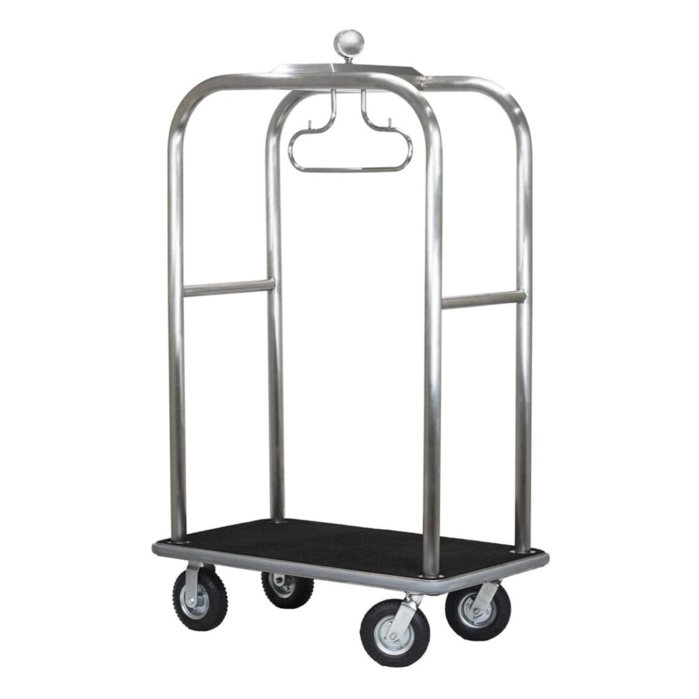 Hospitality 1 Source Luggage Cart w/ Carpeted Deck - 48"L x 27"W x 76"H, Silver (RTBOARDWALK-2A)