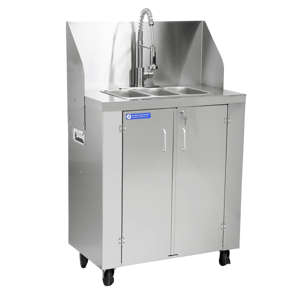 Paragon 51 13/16"H Tripl-E-Sink Portable Sink w/ 5"D Bowl, Hot & Cold Water (4440)