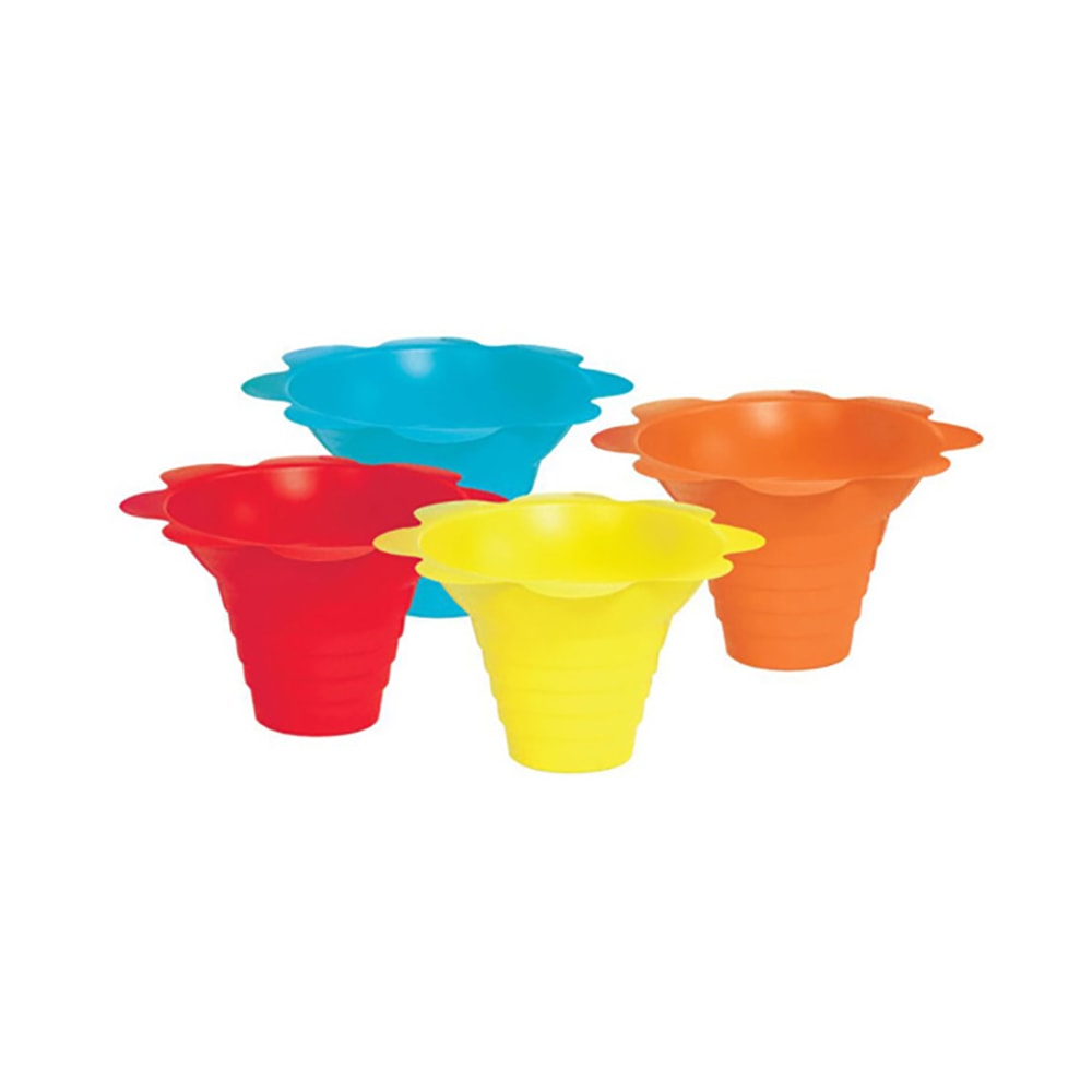 Paragon 4 oz Snow Cone Flower Drip Tray Cups - Plastic, Assorted Colors (6502)