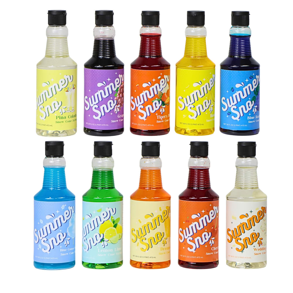 Paragon 16 oz Summer Sno Snow Cone Syrup - Flavor Variety Pack (6690)