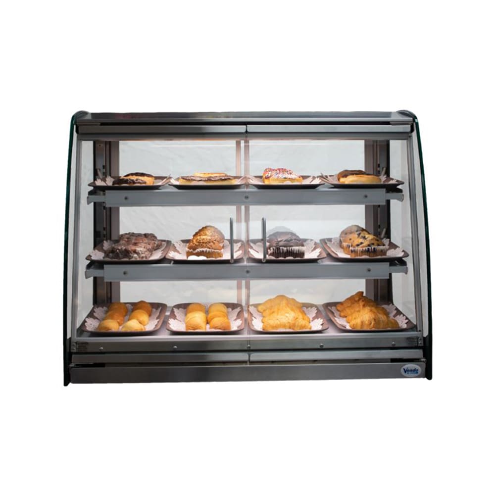 SandenVendo 35 1/3" Dual Service Dry Bakery Case w/ Curved Glass - (3) Levels (AFDC36002)