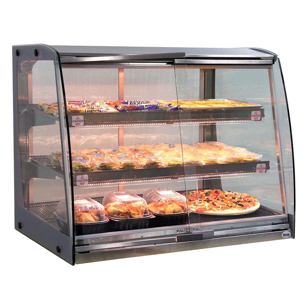 SandenVendo 42 7/10" Dual Service Countertop Countertop Heated Display Case - (3) Shelves, 115v (HFDHC0013)