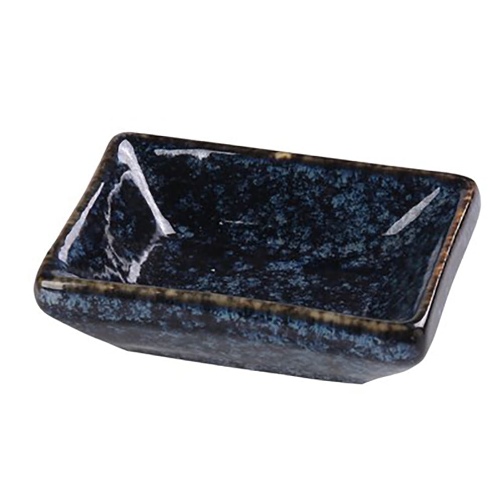 Yanco BL-4030 1 oz Rectangular Sauce Dish - Ceramic, Blue Star