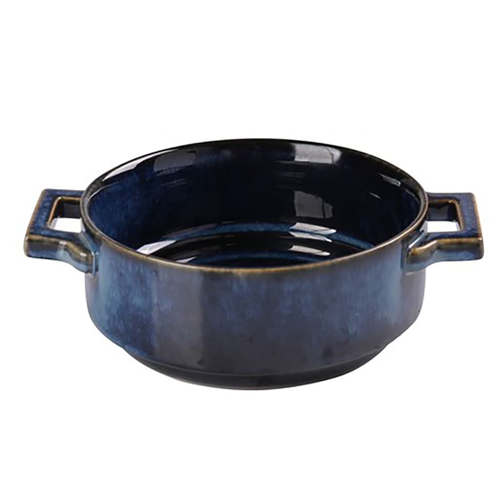 Yanco BL-907 20 oz Round Bake Dish w/ Handle - Ceramic, Blue Star