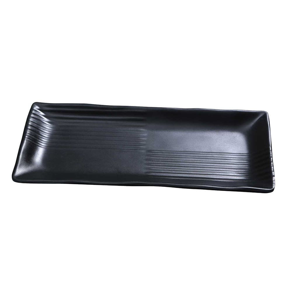 Yanco BP-2213 Rectangular Melamine Plate - 14 1/4" x 6 1/4", Black