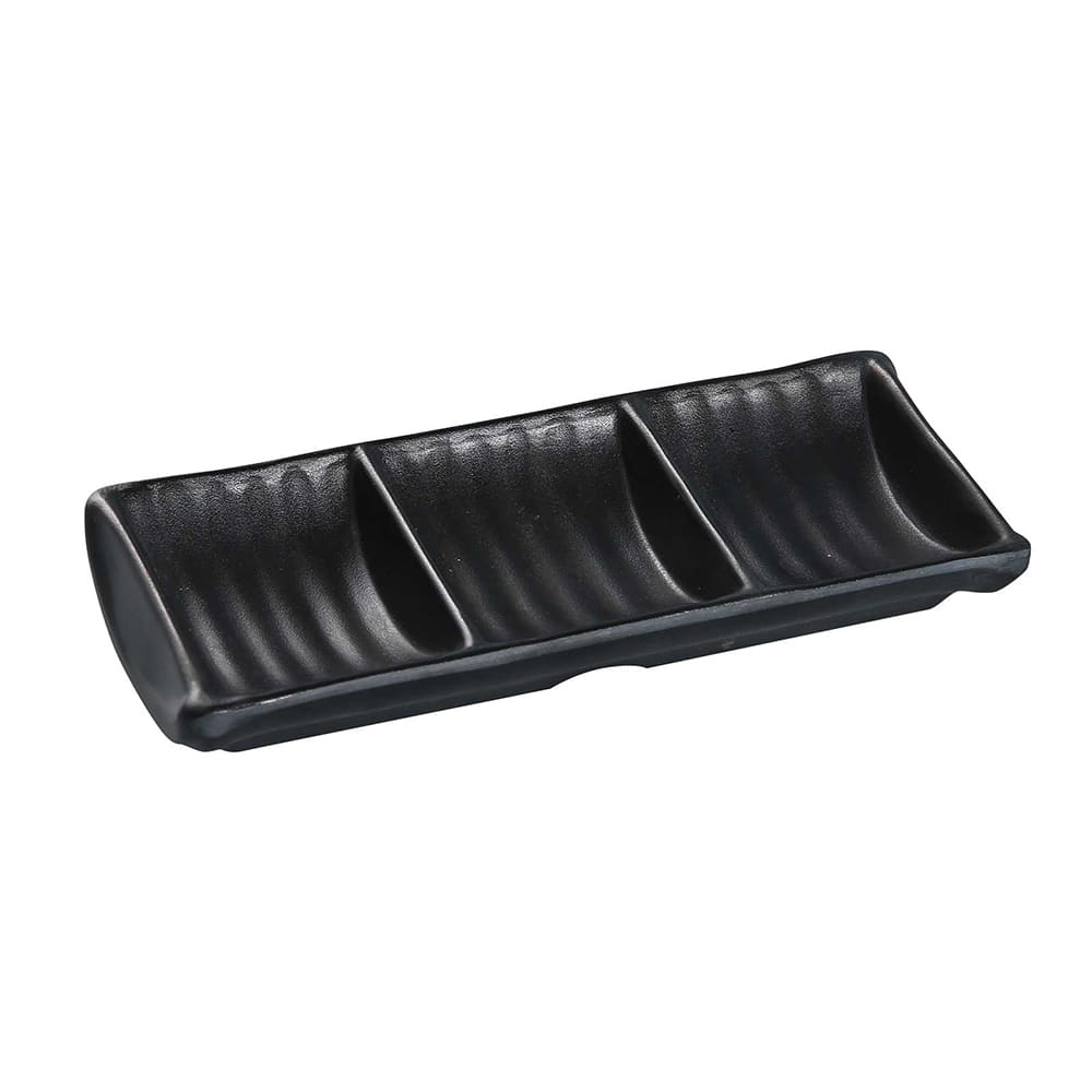 Yanco BP-4030 2 1/2 oz Melamine Sauce Dish w/ (3) 2 1/2 oz Compartments, Black
