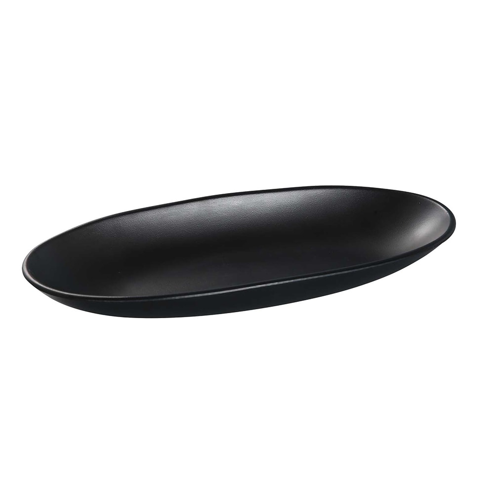 Yanco BP-4113 Boat Shaped Melamine Plate - 12 3/4" x 5 1/2", Black