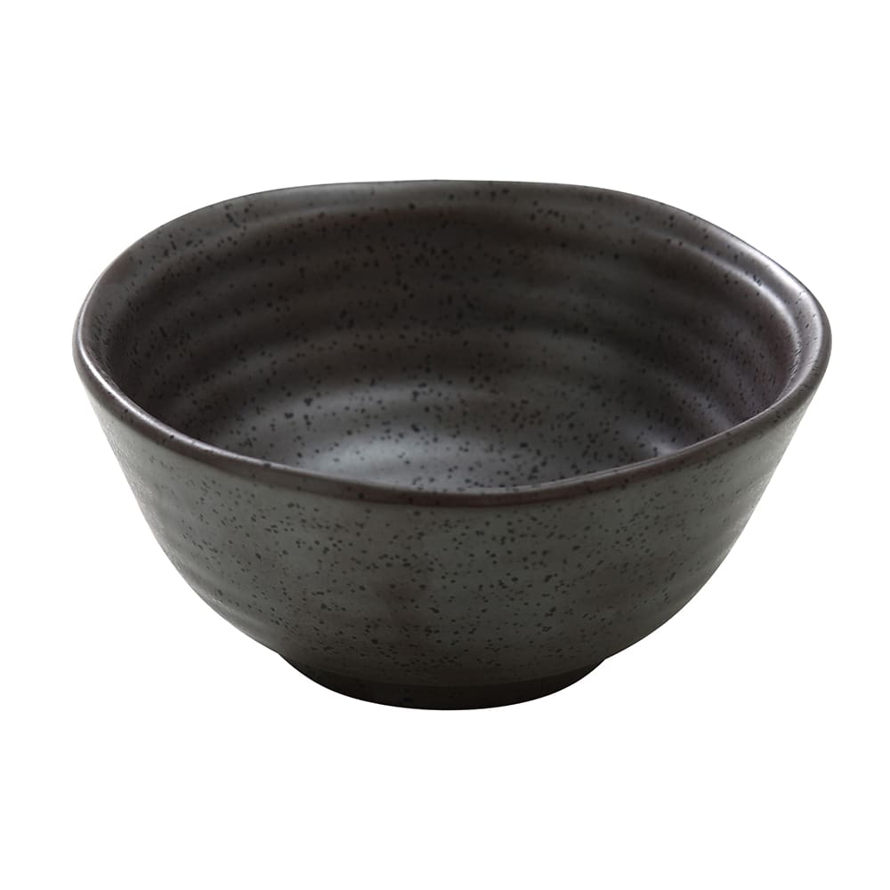 Yanco DB-3105 8 oz Round Diamond Black Miso Soup Bowl - Porcelain, Dark Bronze