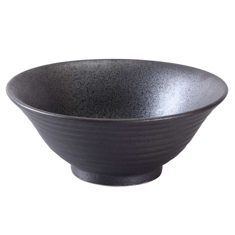 Yanco DB-3108 45 oz Round Diamond Black Ramen Bowl - Porcelain, Dark Bronze