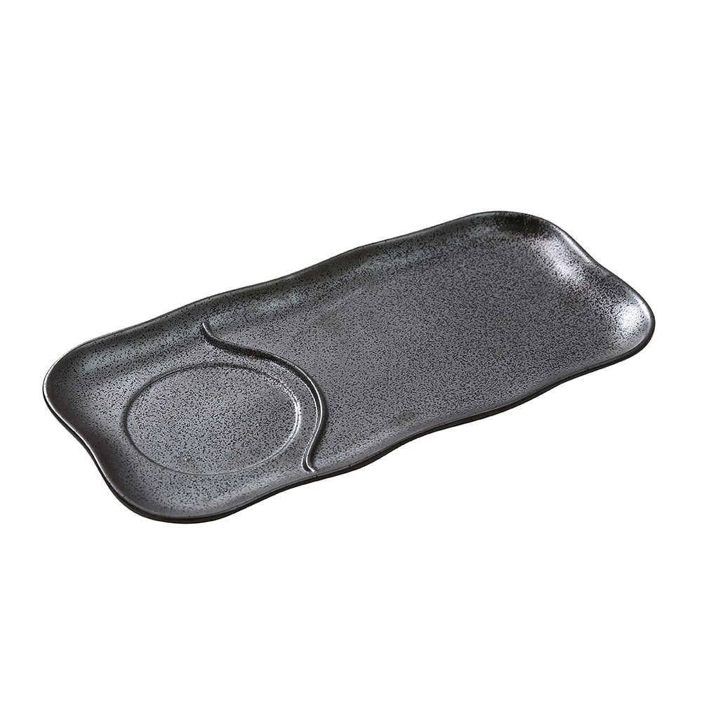 Yanco DB-4112 Rectangular Diamond Black Compartment Plate - 12" x 6", Porcelain, Dark Bronze