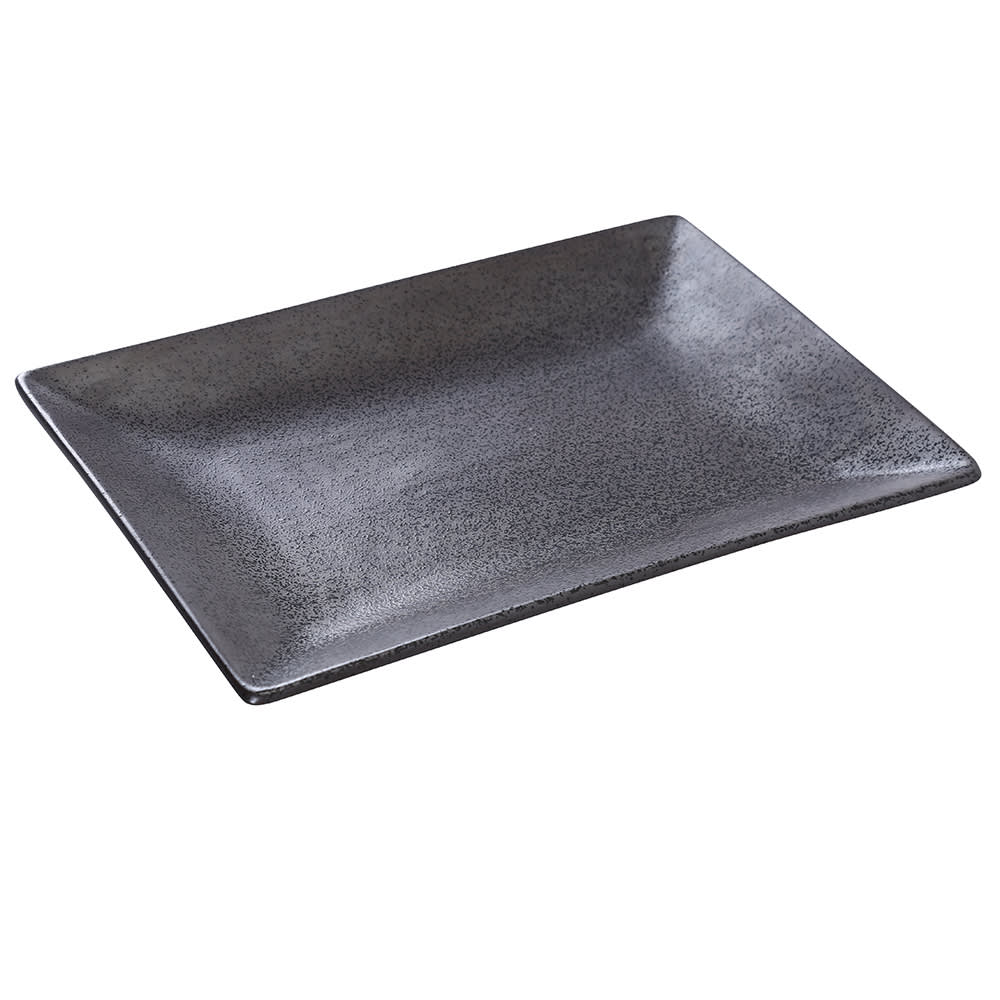 Yanco DB-412 Rectangular Diamond Black Plate - 12" x 8 1/2", Porcelain, Dark Bronze
