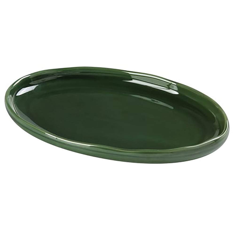 Yanco GG-208 Oval Dinner Plate - 8 1/4" x 5 1/2", Ceramic, Green Gem