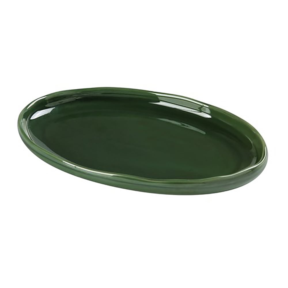 Yanco GG-210 Oval Dinner Plate - 10 1/4" x 6 3/4" Ceramic, Green Gem