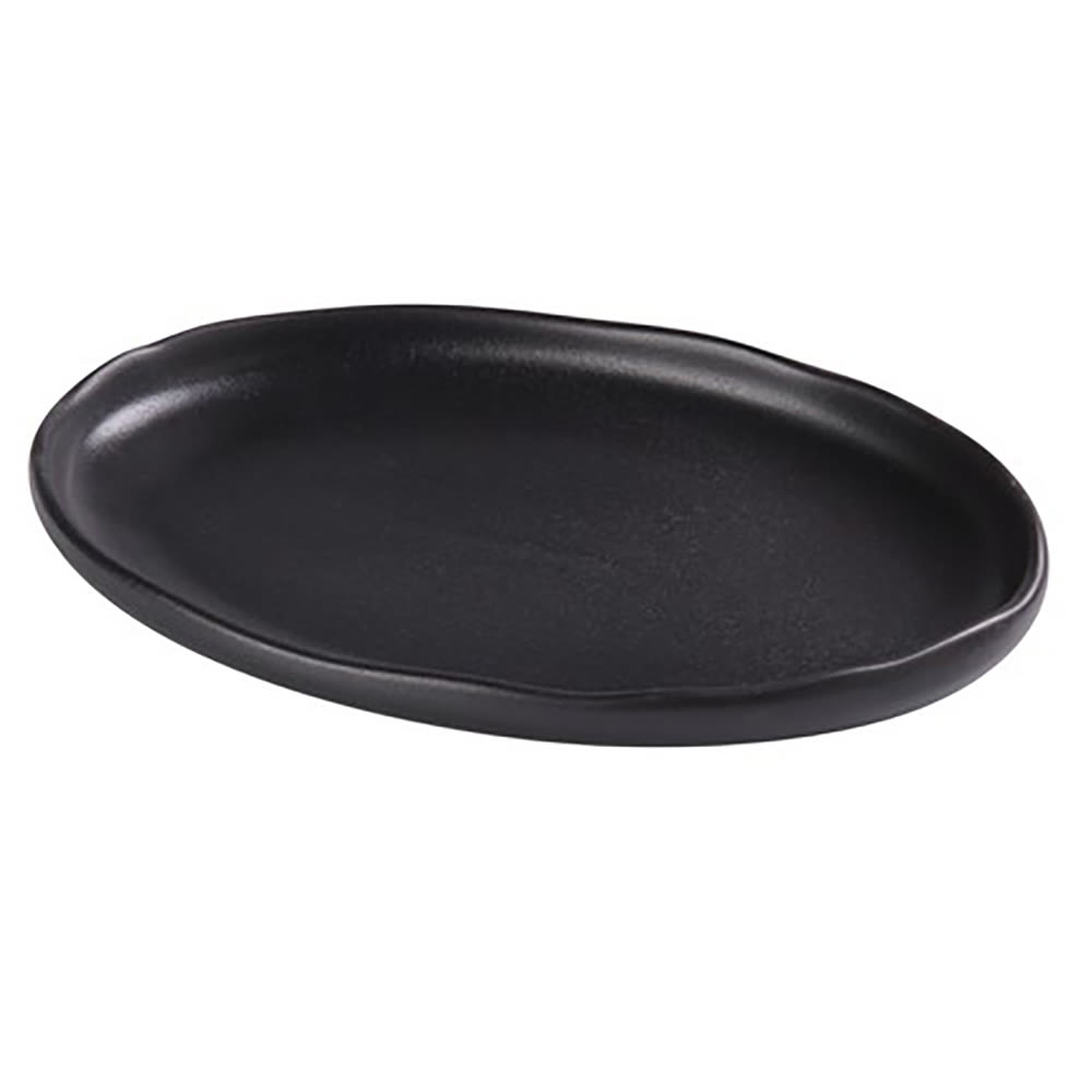 Yanco NB-214 Oval Dinner Plate - 14 1/2" x 9 1/2", Ceramic, Noble Black