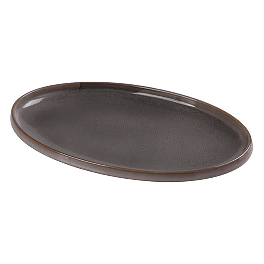 Yanco PK-316 Oval Dinner Plate - 16" x 10", Ceramic, Gray