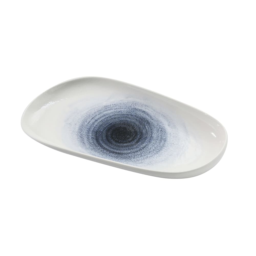 Yanco UN-413 Oval Universe Plate - 13 1/2" x 7 1/2", China, Blue