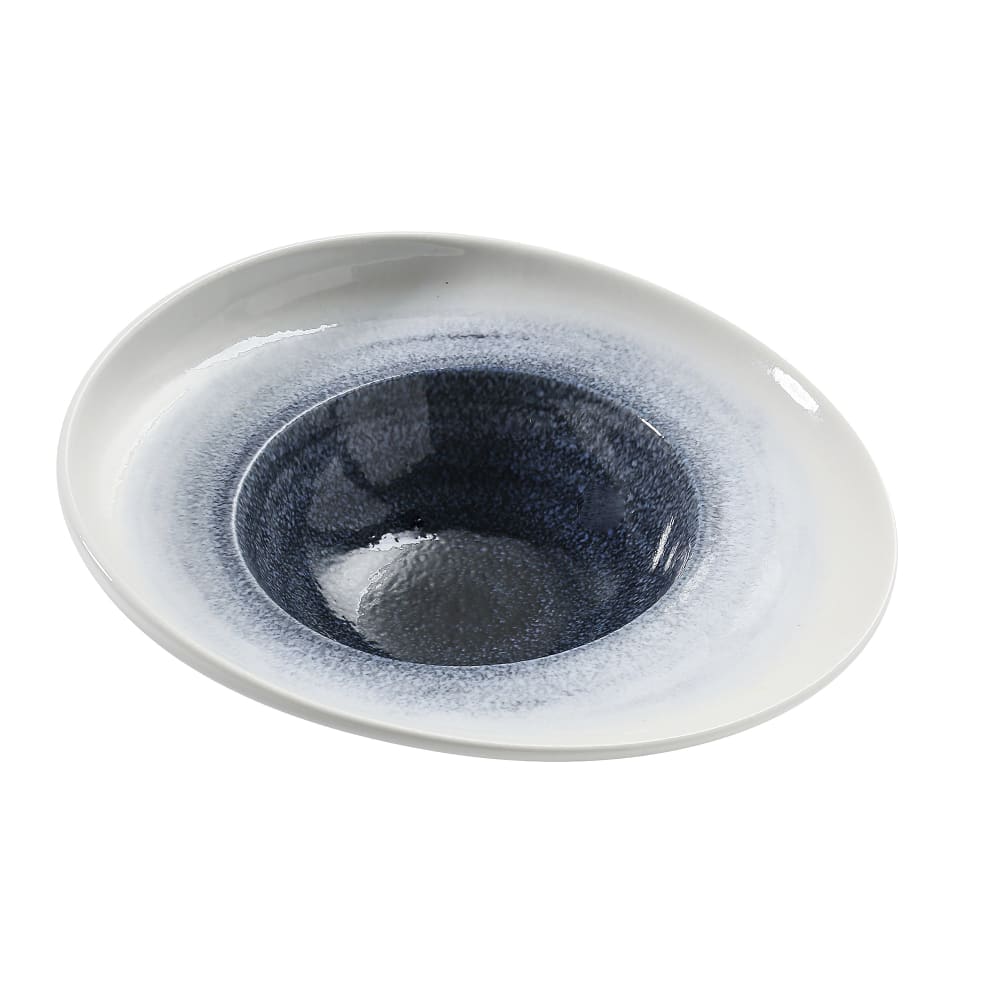 Yanco UN-709 9 1/2" Oval Universe Dessert Plate - China, Blue