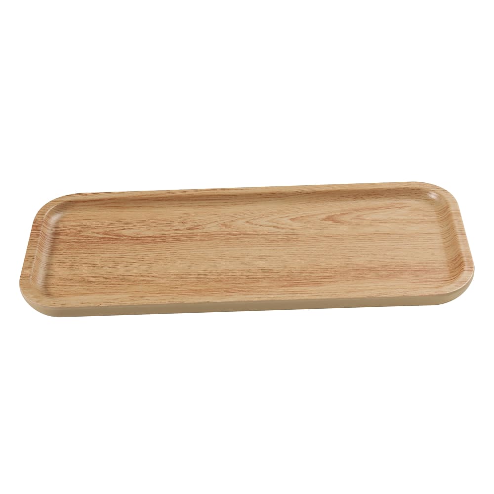 Yanco WD-2214 Rectangular Melamine Dinner Plate - 14" x 4 3/4", Golden Oak