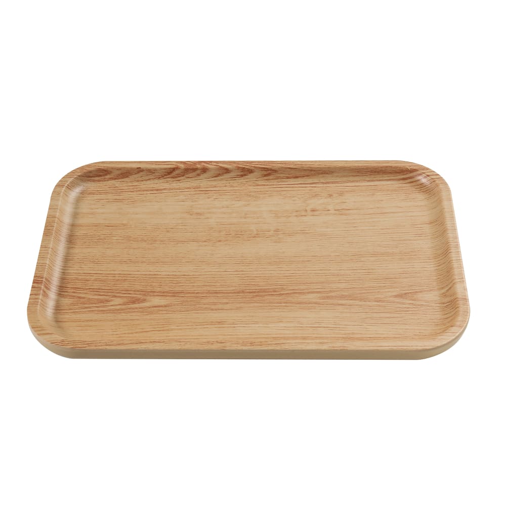 Yanco WD-2215 Rectangular Melamine Dinner Plate - 14 1/8" x 9 1/4", Golden Oak