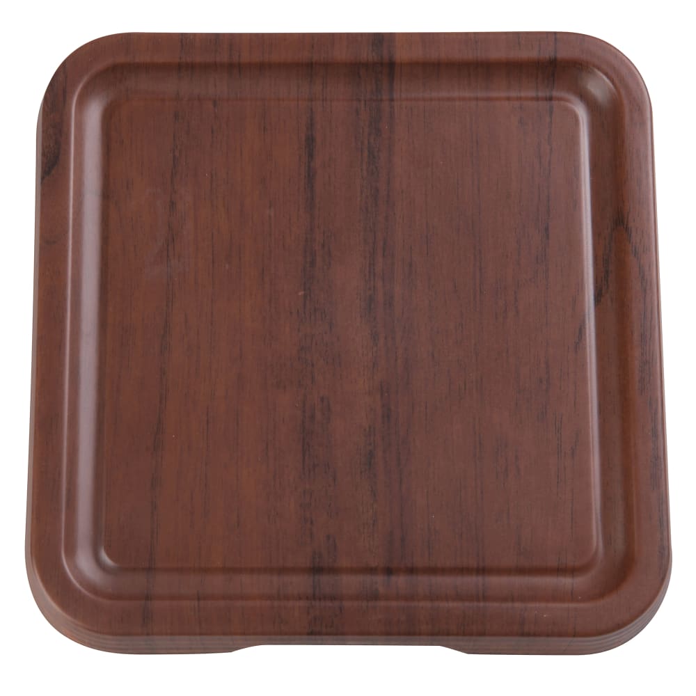 Yanco WL-307 Melamine Tray w/ Foot - 7 1/2" x 7 1/2", Wood Grain
