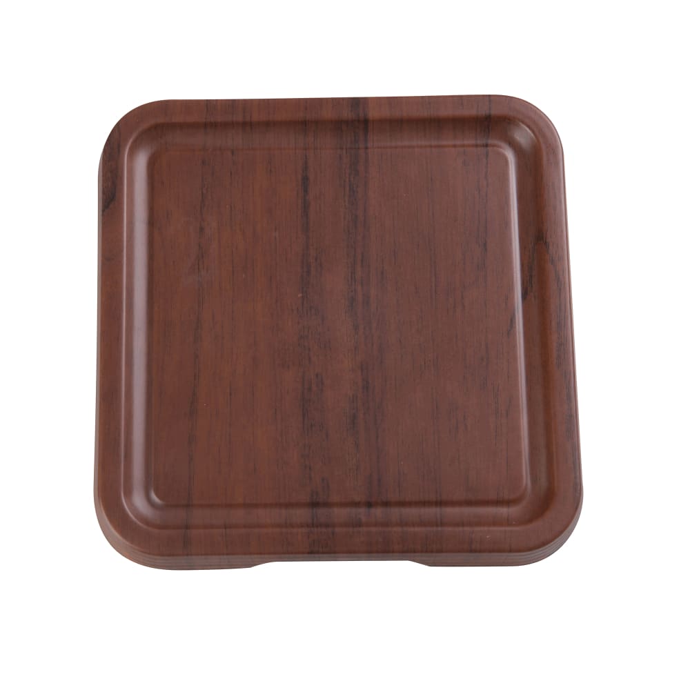 Yanco WL-309 Melamine Tray w/ Foot - 8 1/2" x 8 1/2", Wood Grain
