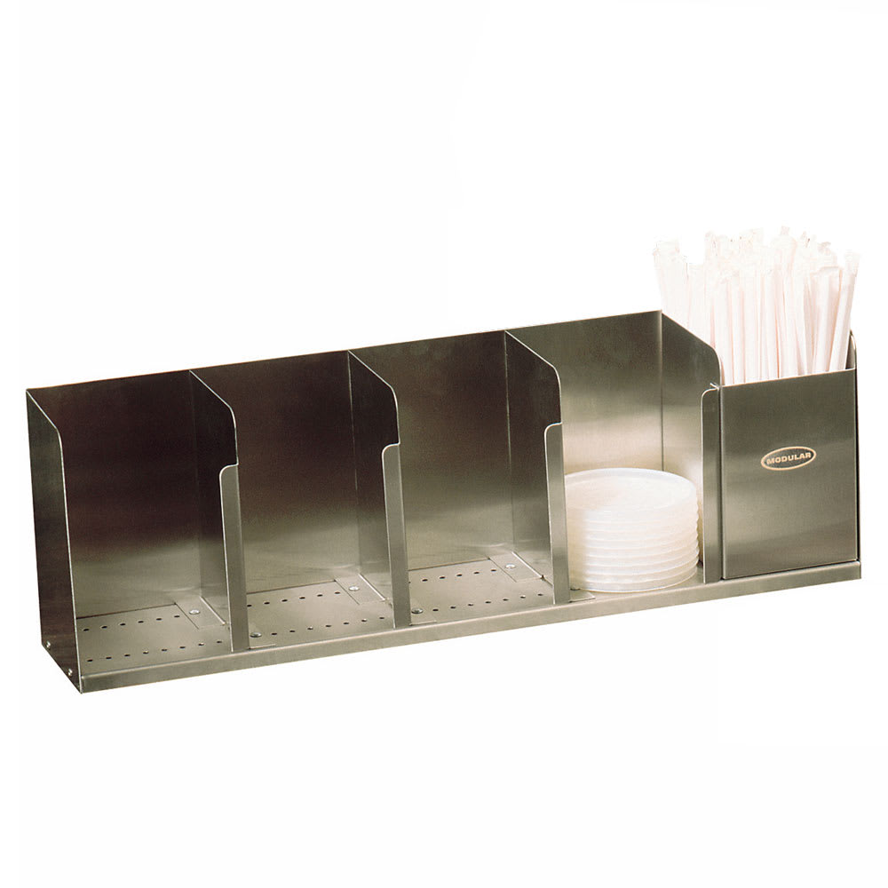 Modular Dispensing Systems 19" Countertop Lid Dispenser w/ 4 Adjustable Dividers, Stainless (1004056)