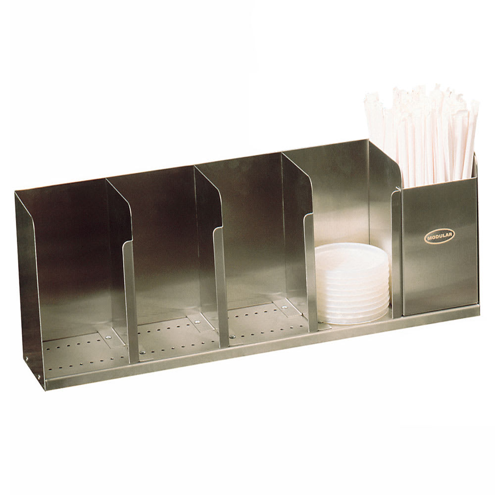 Modular Dispensing Systems 22" Countertop Lid Dispenser w/ 5 Adjustable Dividers, 12 1/2" H, Stainless (1004065)